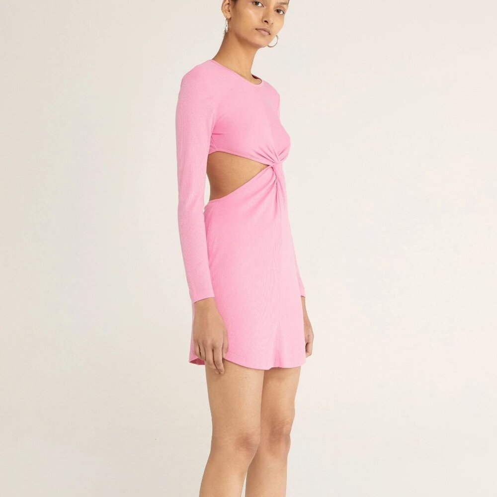 THIRD FORM Free People Once Around Mini Dress Pop Pink Jersey cutout party date